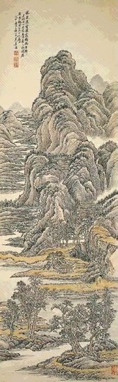 近代 姜筠 秋山图 轴