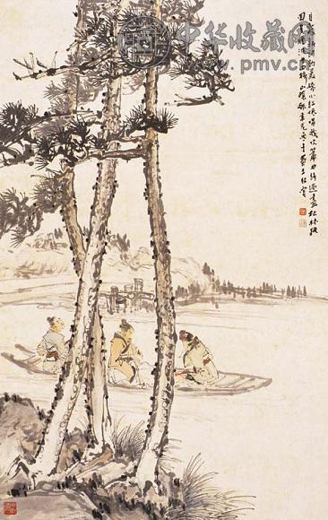 张聿光 山水 人物 立轴