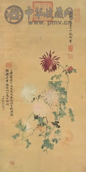 慈禧 1898年 九秋图 立轴 设色绢本