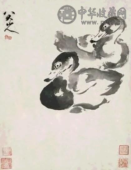 八大山人 双鸭图 镜心