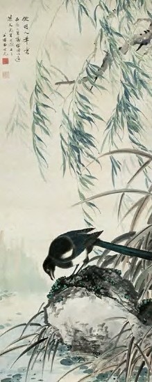 田世光 仿明人花鸟笔意 立轴 设色纸本