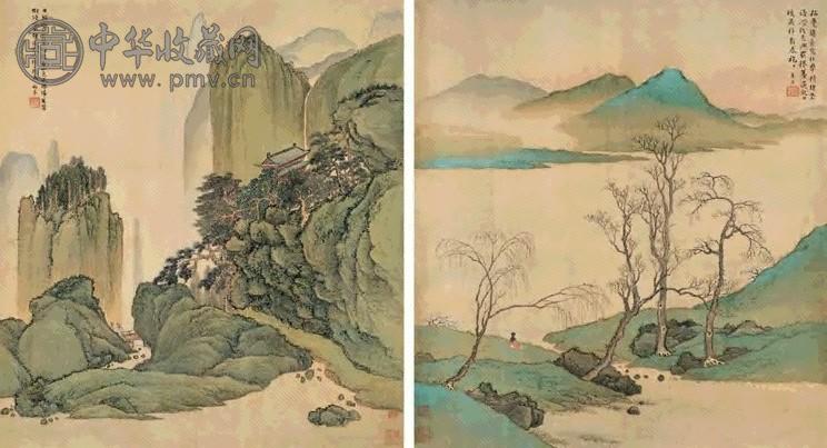 蔡嘉 山水 册页 设色绢本