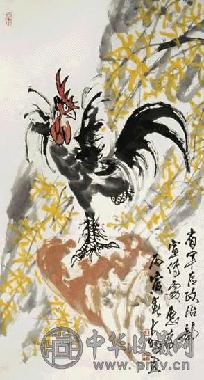 陈大羽 公鸡 立轴 设色