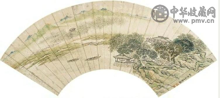 蔡嘉 游春 扇面 设色纸本