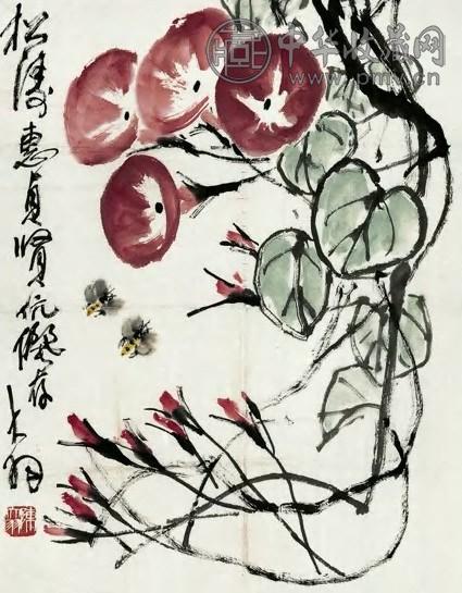 近现代 陈大羽 花蜂图 单片