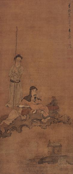 陈洪绶 品茗图 立轴 设色绢本
