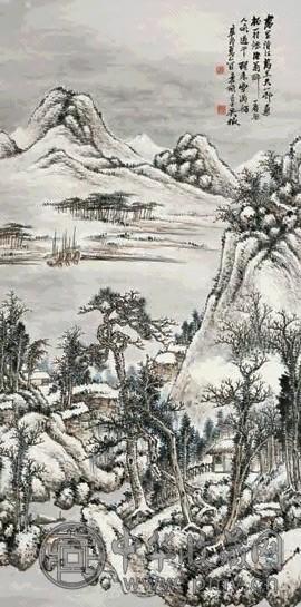 吴徵 1921年作 万里清江图 轴 纸本设色