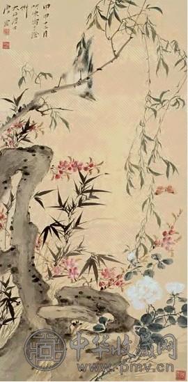 唐云 甲申(1944年)作 春光图 立轴 设色纸本