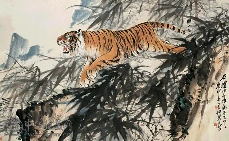诸乐三 虎啸图 镜心 设色纸本