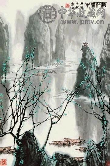 白雪石 山水 立轴 设色纸本