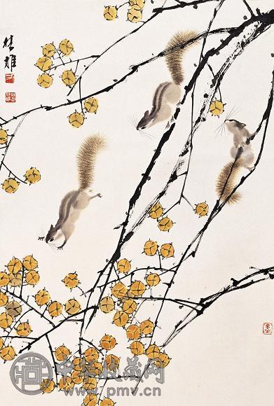 方楚雄 松鼠 立轴 设色纸本