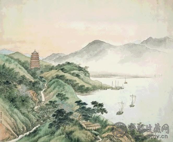 周元亮 钱塘江上 镜心 纸本设色