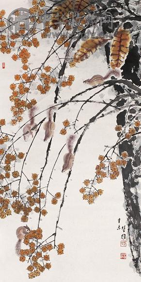 方楚雄 金叶松鼠 镜心 设色纸本