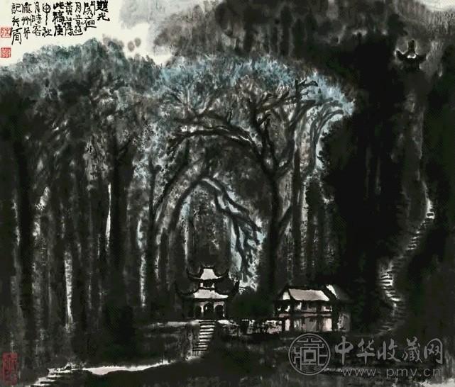 李行简 慈光阁夜月 轴 设色纸本 李行简 慈光阁夜月 轴 设色纸本