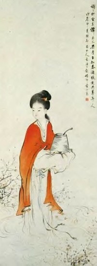 颜伯龙 仕女 轴