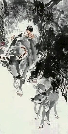 张广 牧牛图 立轴 纸本