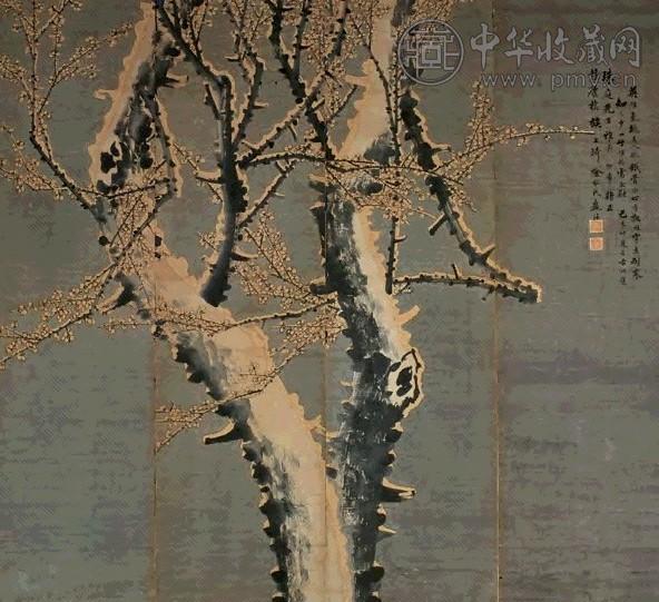 彭玉麟 1859年 雪梅通景四屏 四屏 水墨纸本