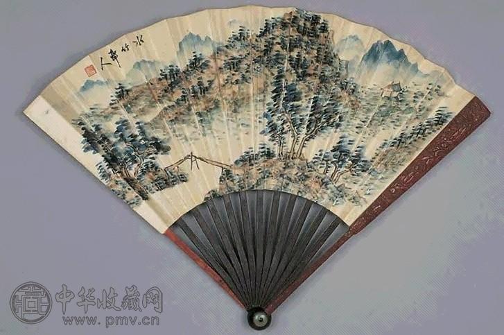 徐世昌 山水 扇面 设色纸本