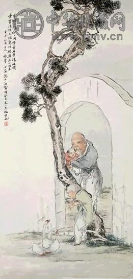 沈心海 1913年作 含饴弄孙图 屏轴 设色纸本