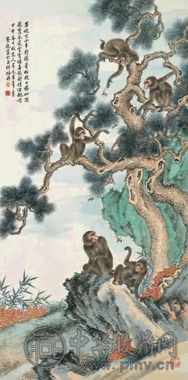 蔡铣 1944年作 封侯图 立轴 设色纸本