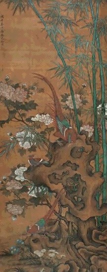 沈铨(款) 1738年作 芙蓉锦鸡图 立轴 设色绢本