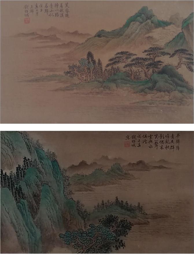 钱维成 山水双挖 （立轴）