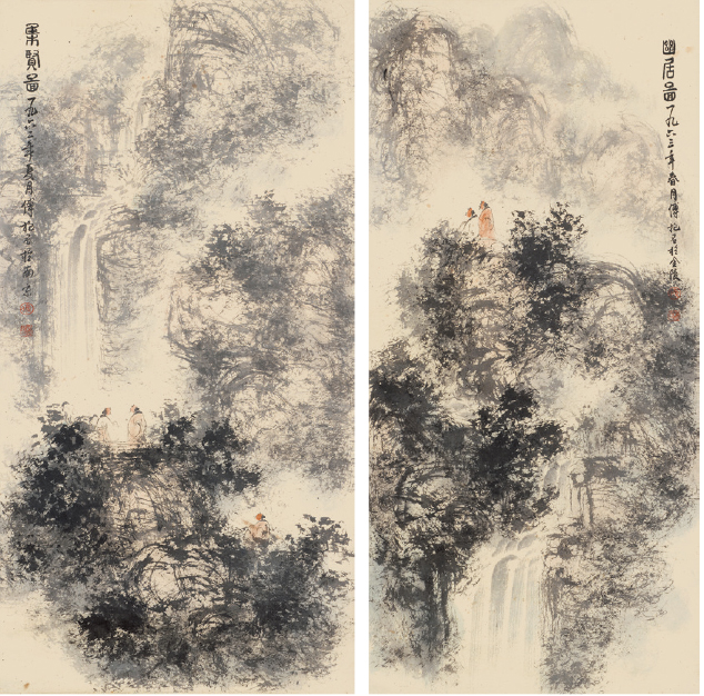 傅抱石 人物 两轴