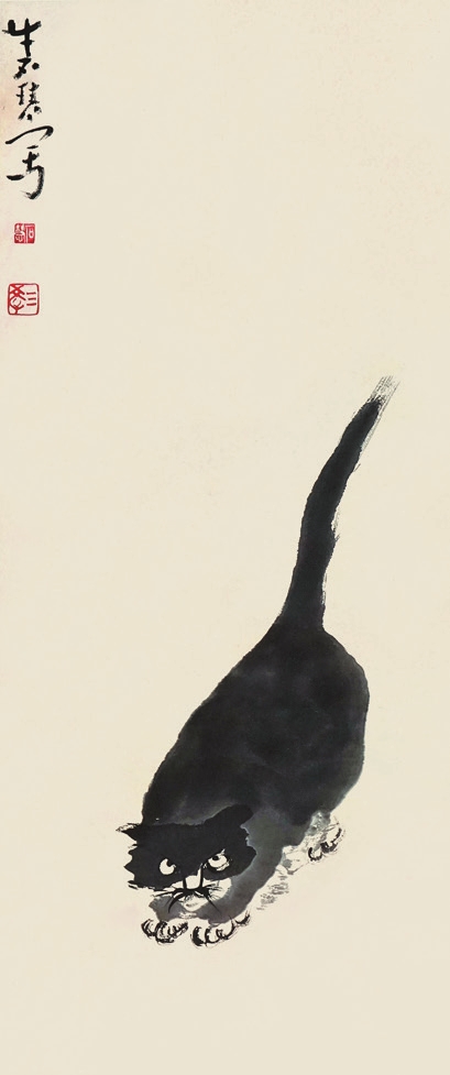 朵云轩旧制 牛石慧 猫 木板水印 立轴