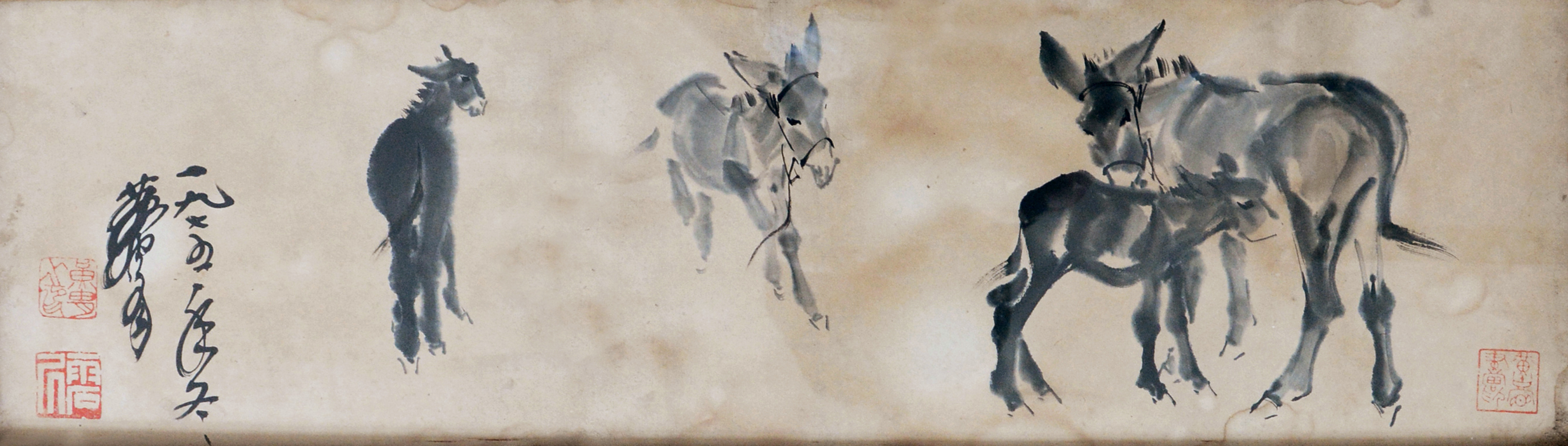 黄胄（1925-1997）  群驴  （带镜框)