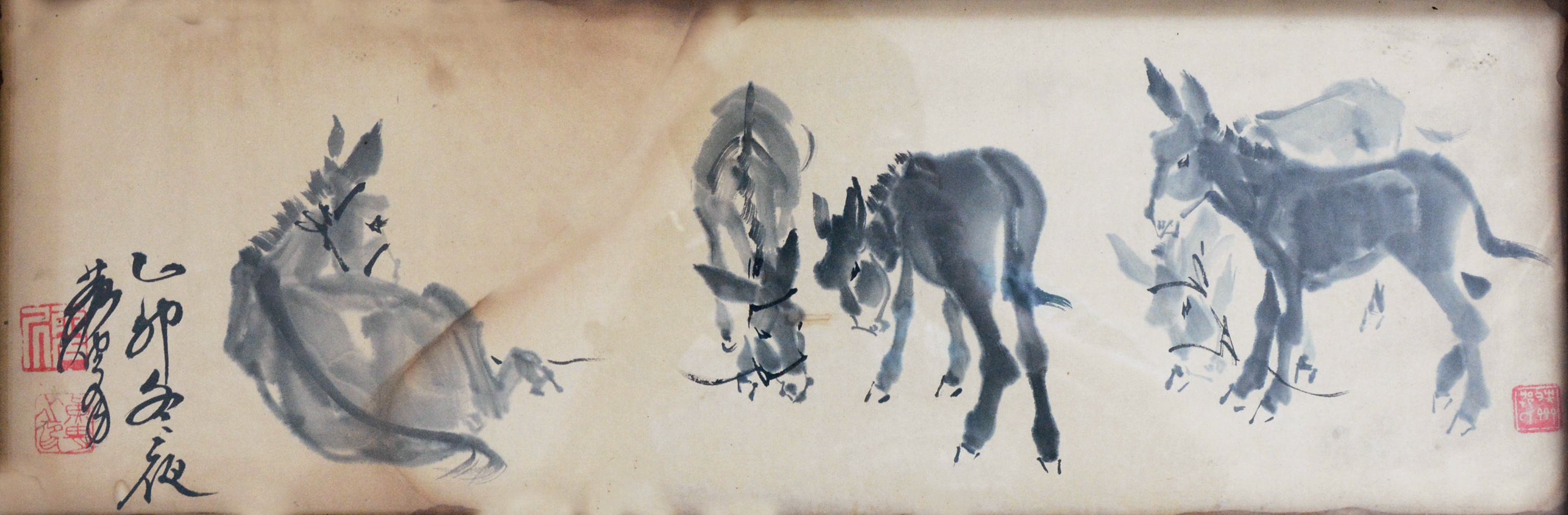 黄胄（1925-1997）  群驴  （带镜框)