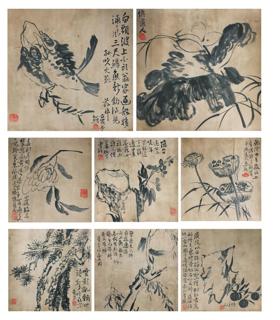 李鱓  花卉鱼虫册八开