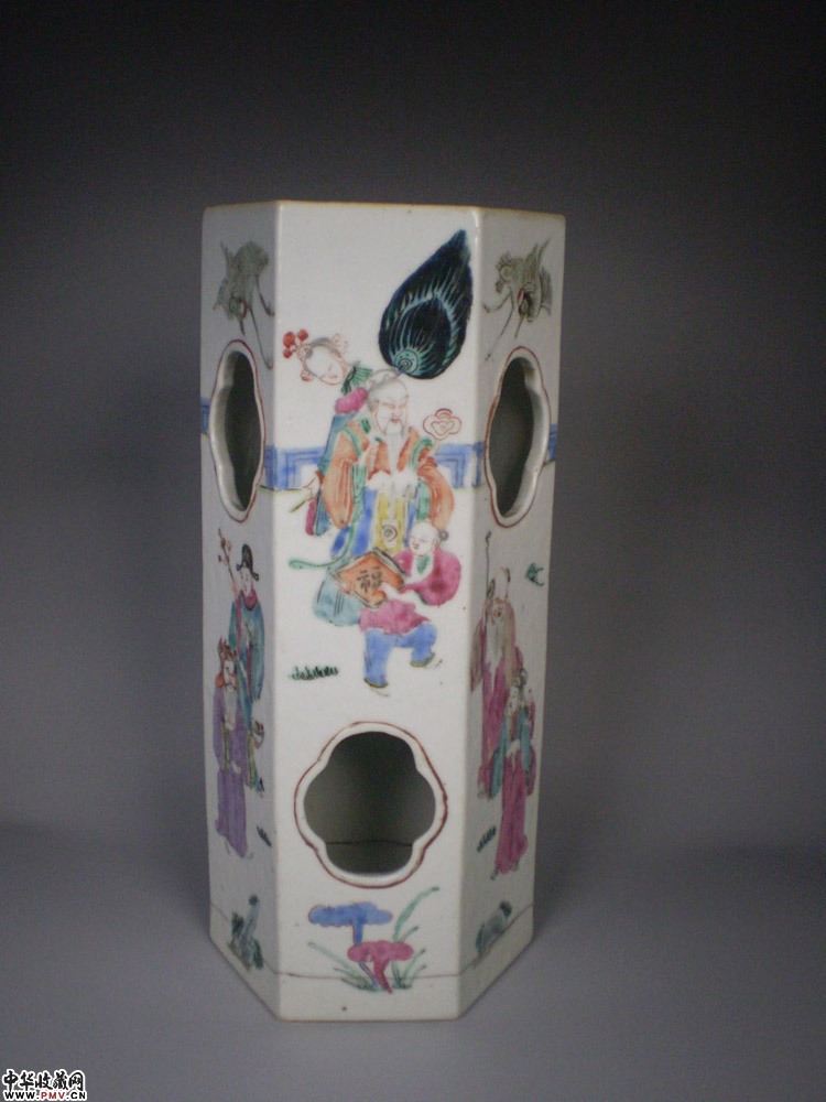 清同治景德镇窑群仙六方帽筒