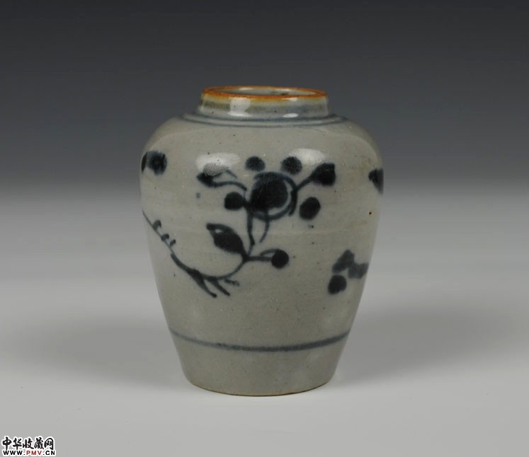 明崇祯青花莲子罐