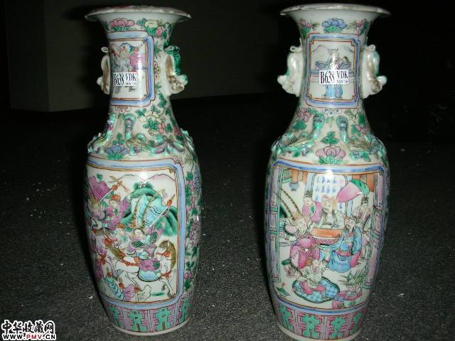 同治彩人物瓶一对60cm