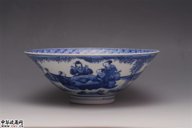清康熙青花竹林七贤图大碗