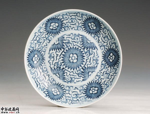 清中期青花菊花盘