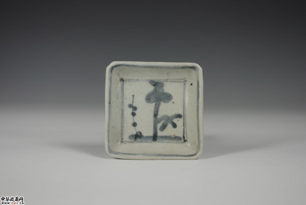 明晚期松竹梅青花方洗