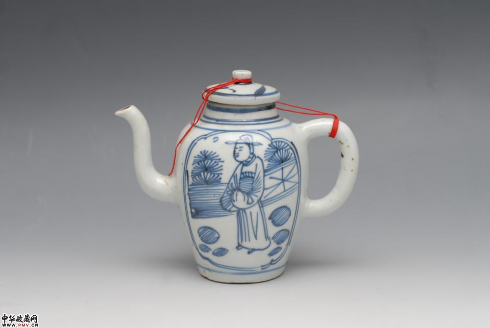 明万历青花高士人物壶