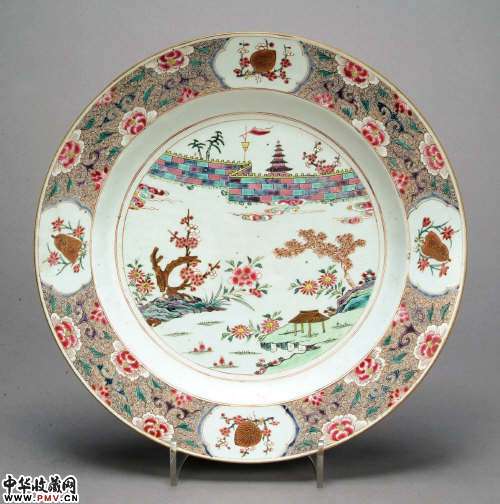 乾雍粉彩山水纹大盘40厘米直径