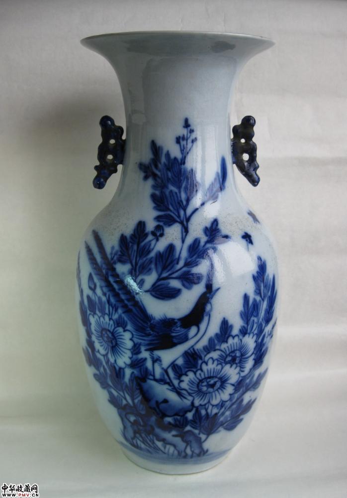 清光绪青花花鸟大瓶 清光绪青花花鸟大瓶