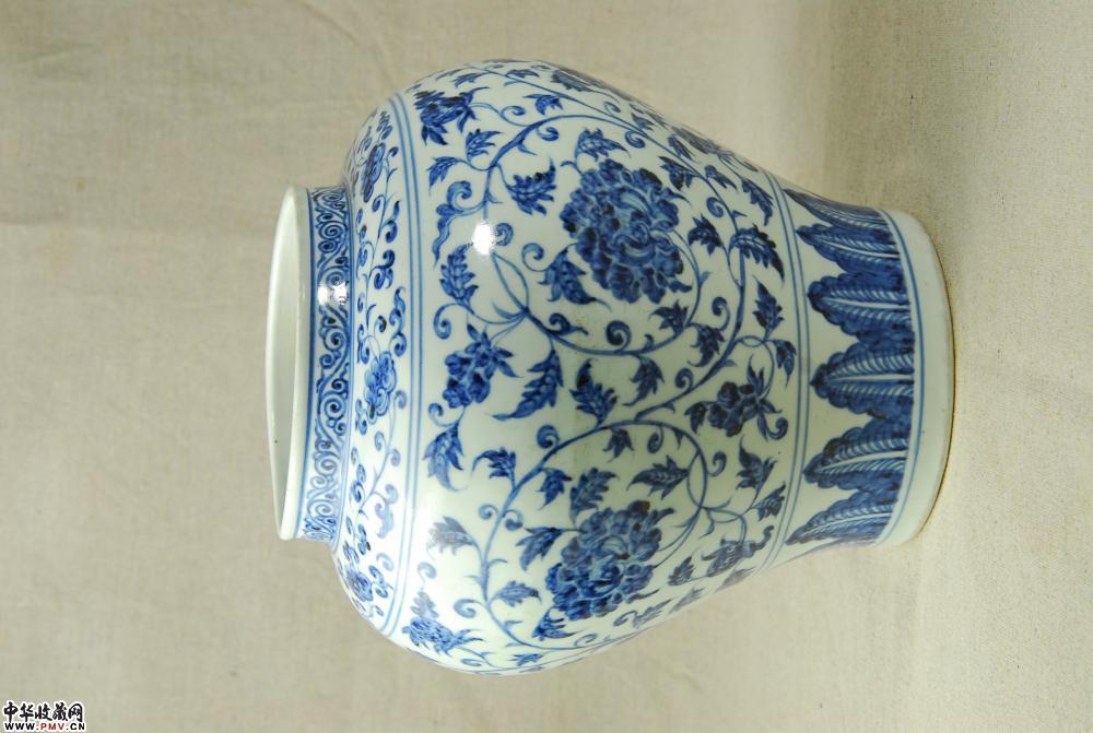 青花缠枝牡丹花卉纹罐