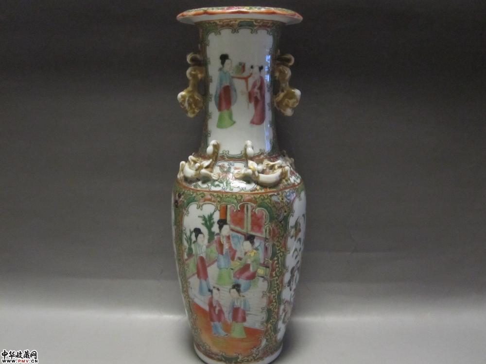 清代精品广彩描金西厢记大瓶《已售》 清代精品广彩描金西厢记大瓶《已售》