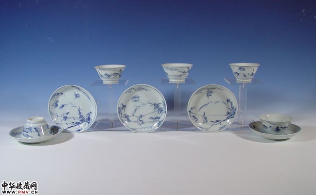 康熙线描芦雁茶具五套