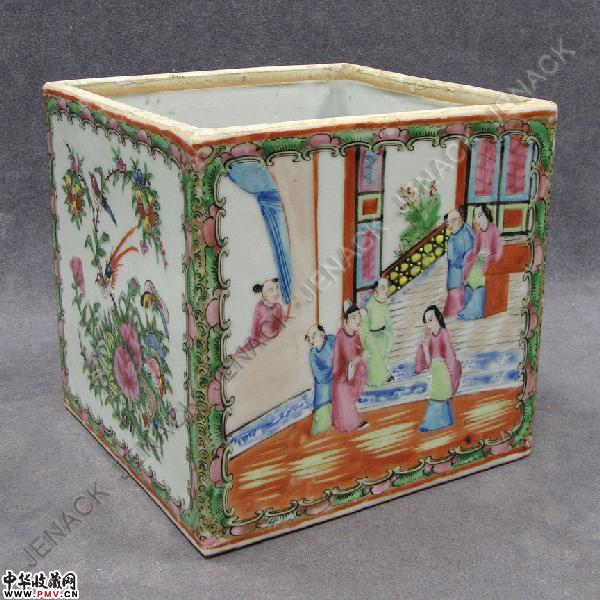 清光绪广彩方瓷盒