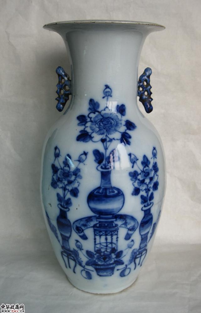 清光绪全品相博古纹青花瓶 清光绪全品相博古纹青花瓶