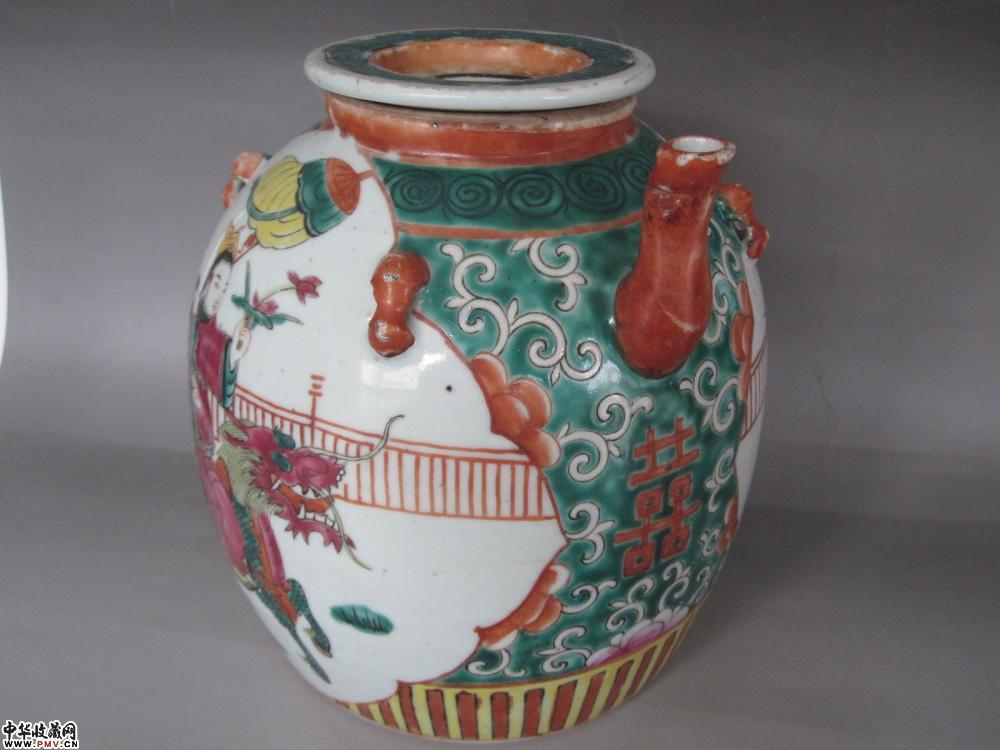 同治特大号五彩麒麟送子图四系壶《已售》 藏家展厅收藏资讯|艺术家
