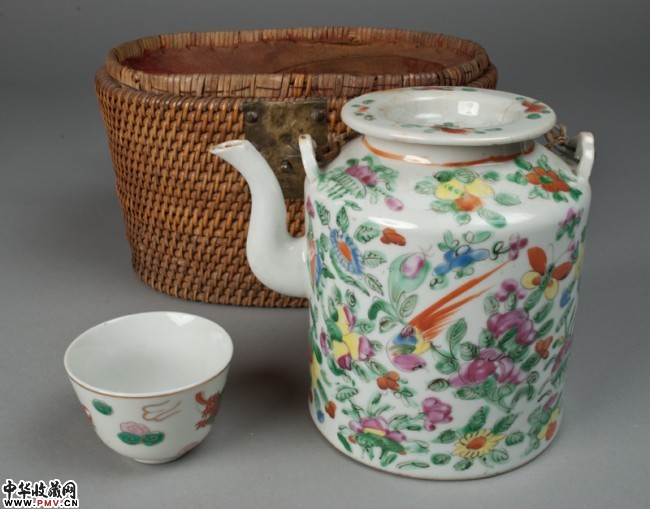 清光绪广彩茶壶