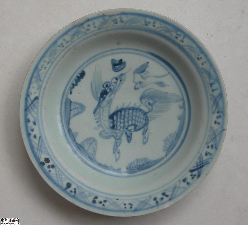 明正统麒麟纹青花碟