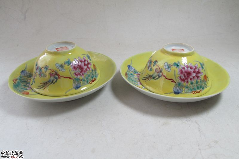 清同治 粉彩花鸟纹莲子碗一套（4件）