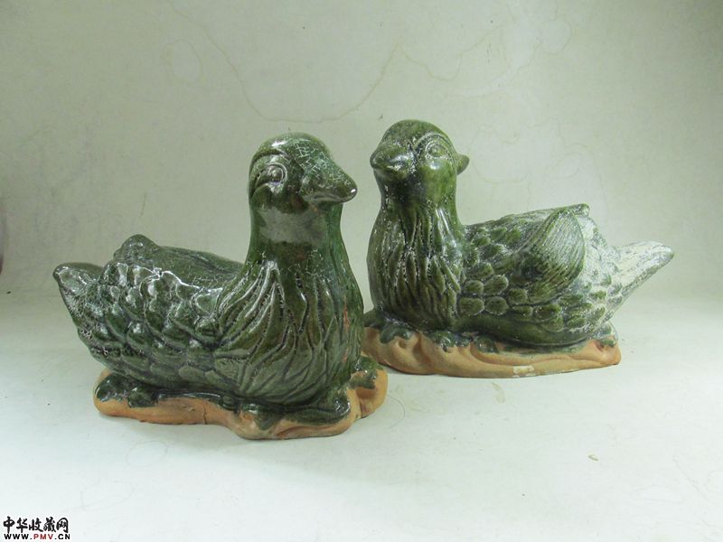 辽  绿釉鸳鸯一对